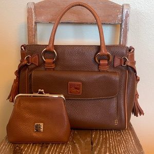 Brown tassel Dooney bag with coin wallet